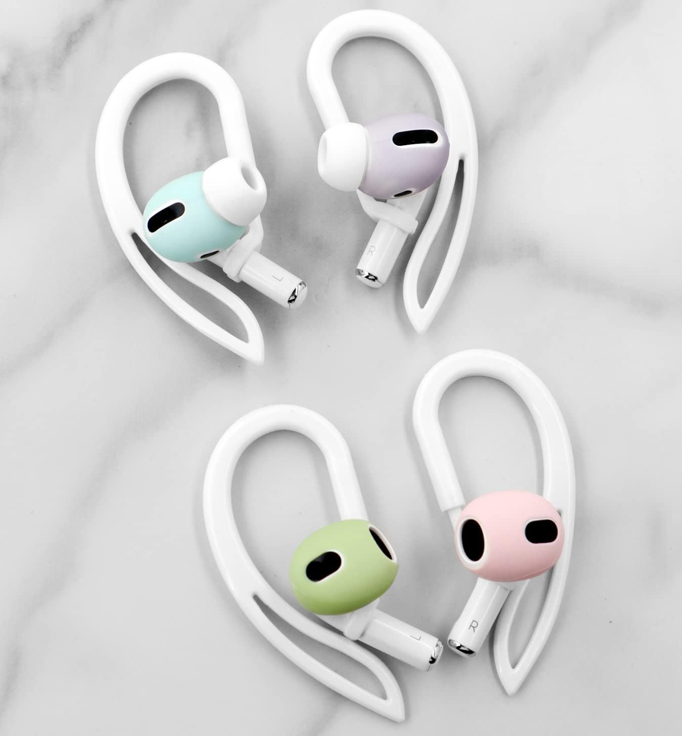 3 pares de ganchos para las orejas compatibles con AirPods Pro 2nd 1st y 3 2 1, rotación de ángulo de 360 grados, longitud ajustable, ganchos