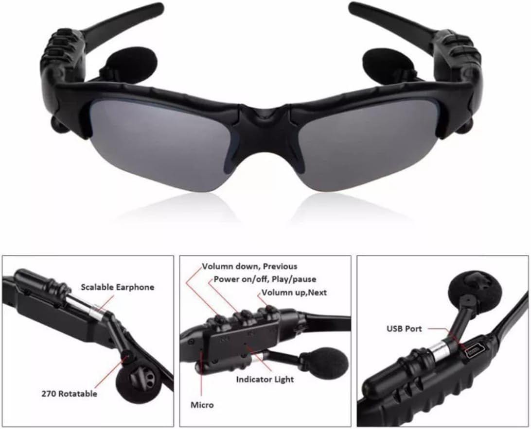 Gafas de sol deportivas inteligentes con protección UV y Bluetooth inalámbrico para auriculares manos libres