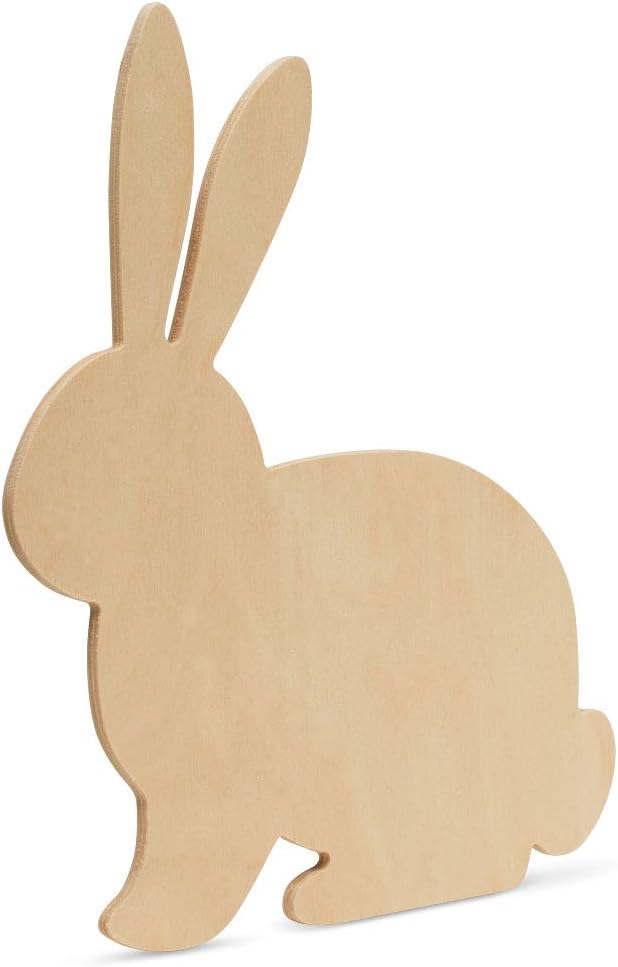Recorte de conejo de madera jumbo de 16 x 14 pulgadas, paquete de 1 recorte de conejo de Pascua de madera sin terminar para pintar para manualidades