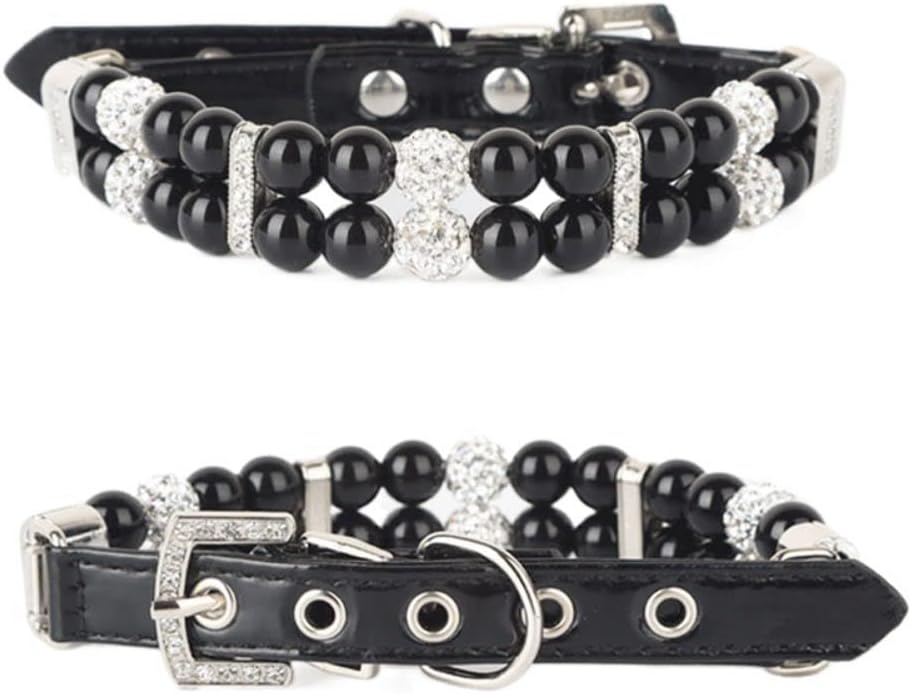 Collar para gato, 1 collar para mascotas, collar de perlas artificiales con diamantes de imitación para gato, gargantilla ajustable para mascotas,