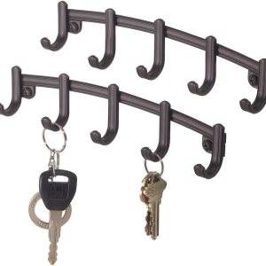 mDesign Hyde Collection – Soporte moderno de acero para llaves de pared, 5 ganchos de metal para colgar correa de perro, llaves de automóvil y mDesign Hyde Collection – Soporte moderno de acero para llaves de pared, 5 ganchos de metal para colgar correa de perro, llaves de automóvil y