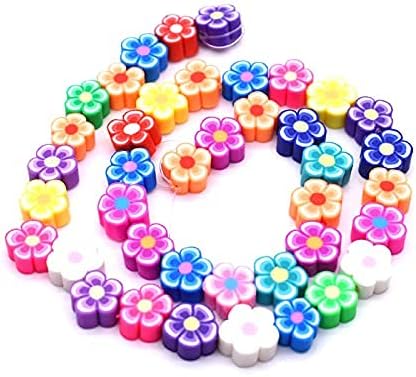 LiQunSweet 100 cuentas de color mixto hechas a mano de arcilla polimérica flor de ciruelo para bricolaje, joyas, collares, pulseras, aretes,