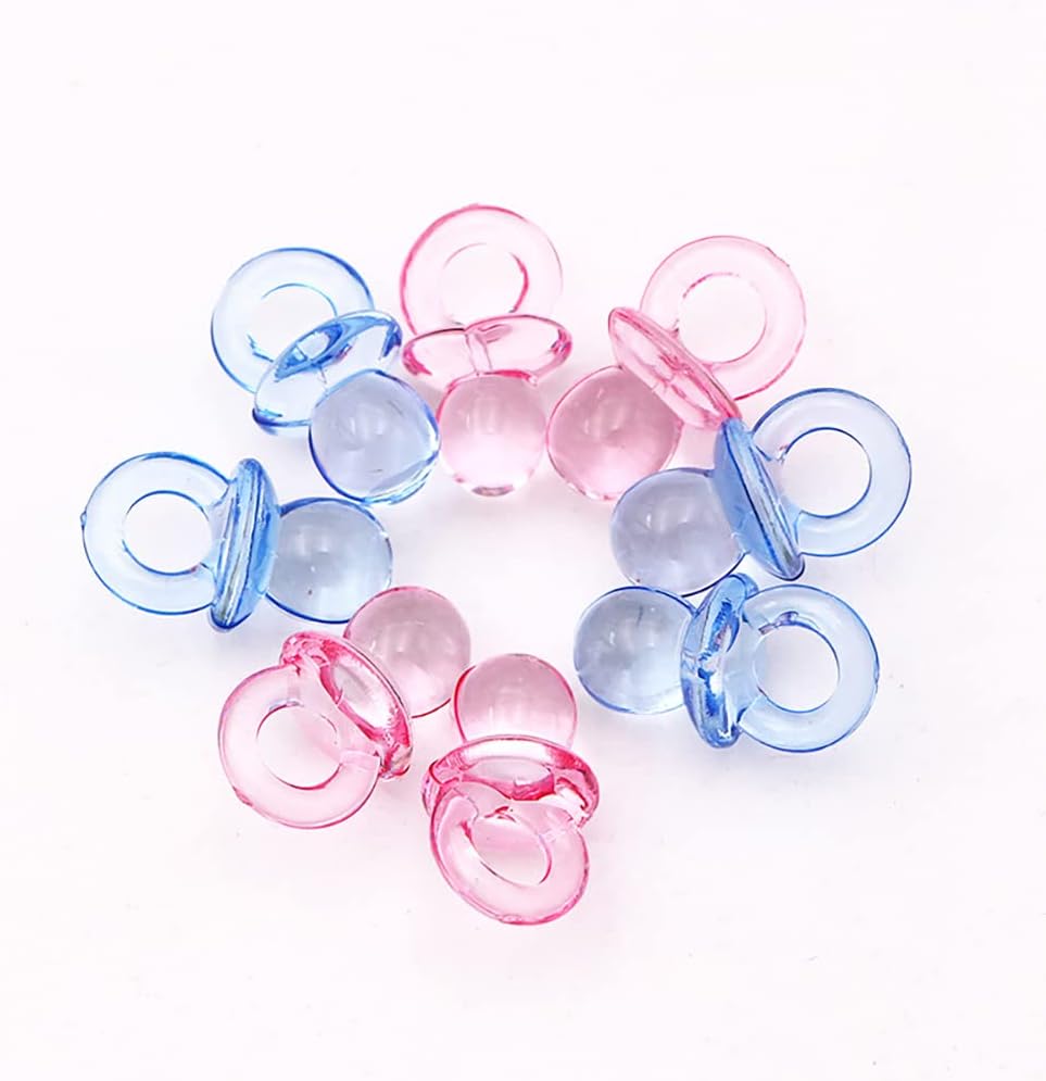150 chupetes acrílicos para bebé, chupetes de plástico para manualidades, mesa de baby shower, decoración de fiesta de revelación de género, regalos