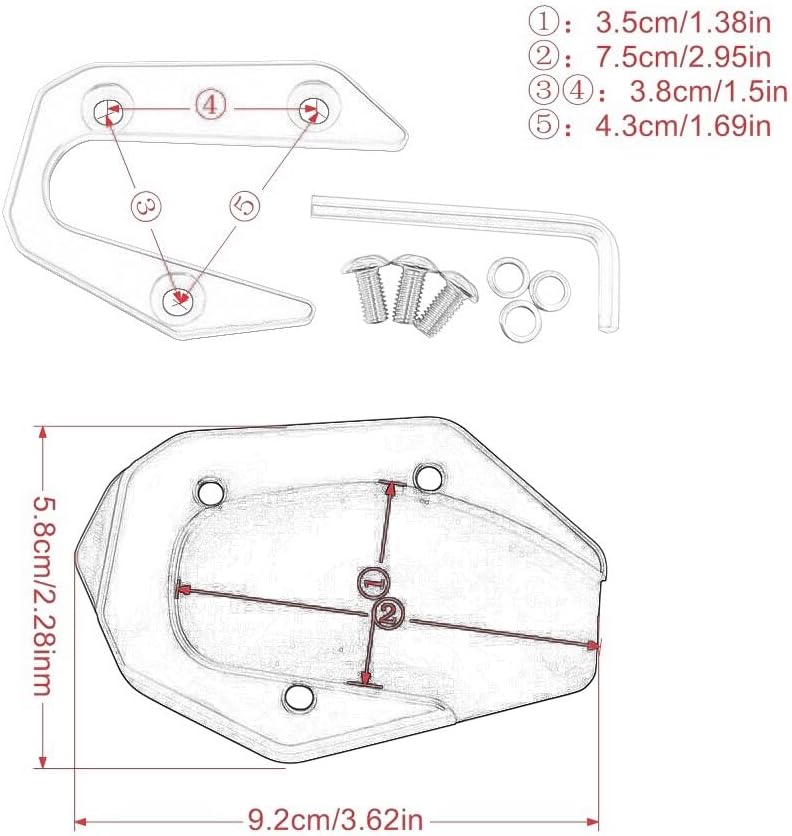 Motorcycle Side Stand pad Motorcycle Kickstand Extension Pad Foot Side Stand Enlarge Support Plate for Y&AMAHA MT03 2017 2018 2019 2020 2021 (Color