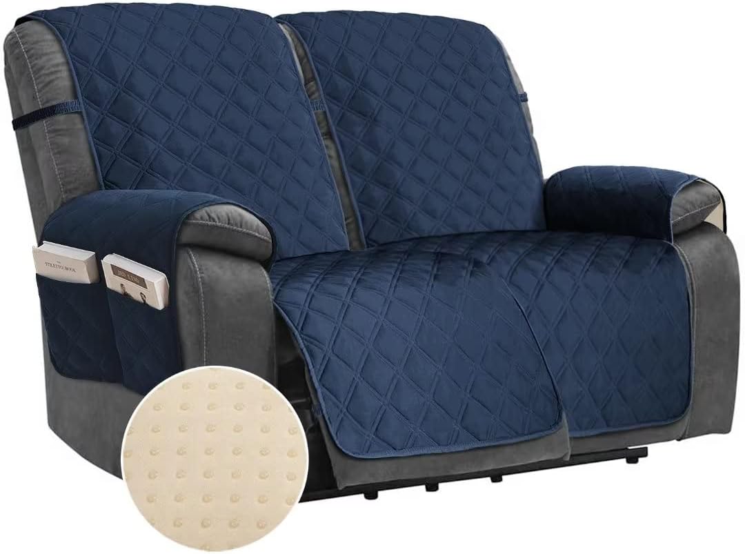 TOMORO Funda reclinable antideslizante, 100% impermeable, acolchada para silla reclinable, protector de muebles con bolsillos, funda de sofá lavable