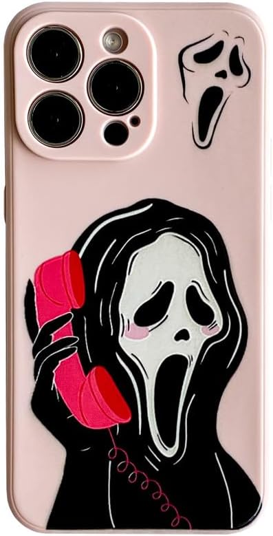 Funda con diseño de película de suspenso de Halloween para iPhone 14 Pro, funda de teléfono con diseño de fantasma y cara de terror para mujeres,