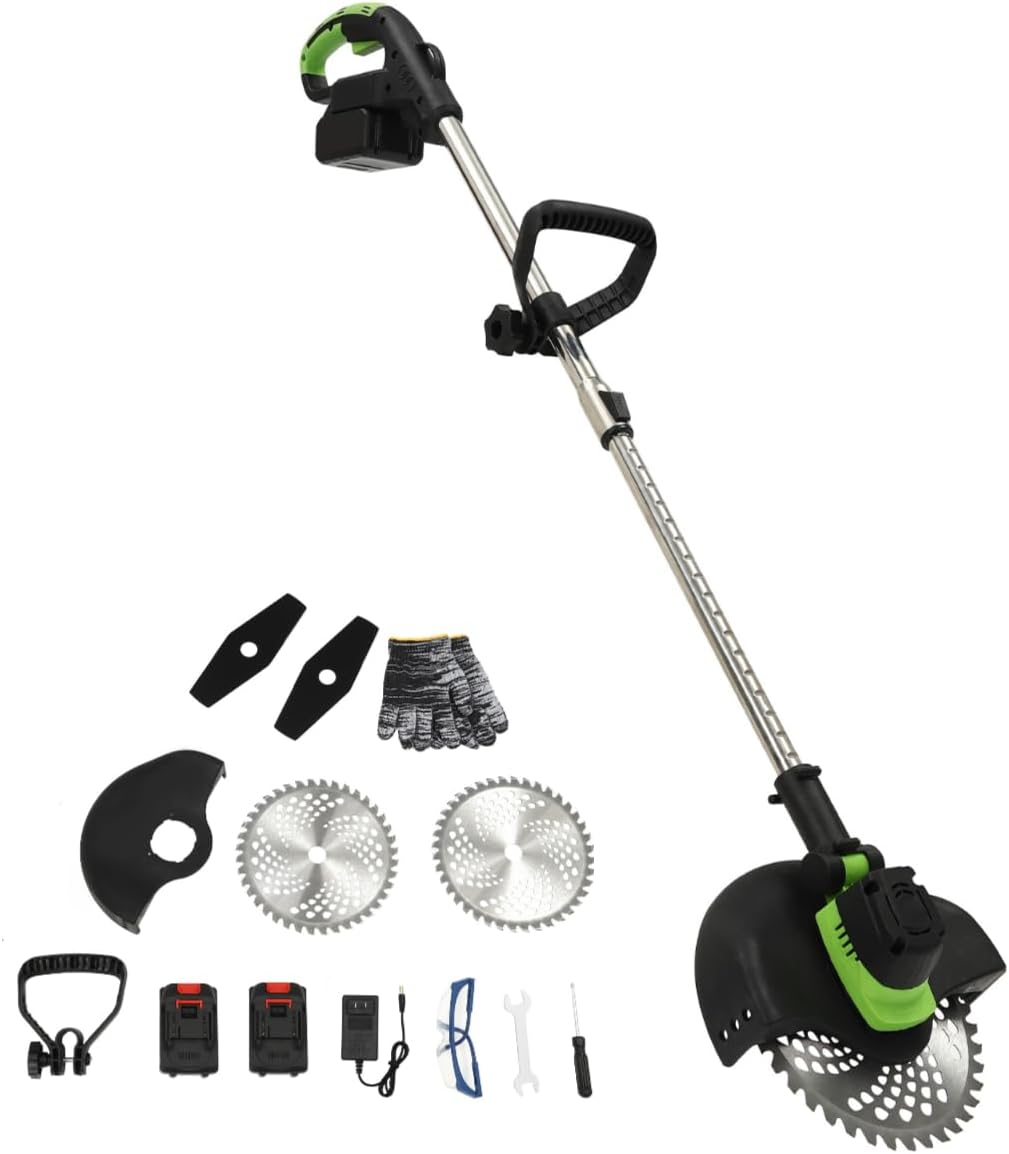 Cortadorabordeadora de césped inalámbrica de 7.87 pulgadas, funciona con pilas, para el cuidado del césped, el trabajo en el patio (2 baterías y