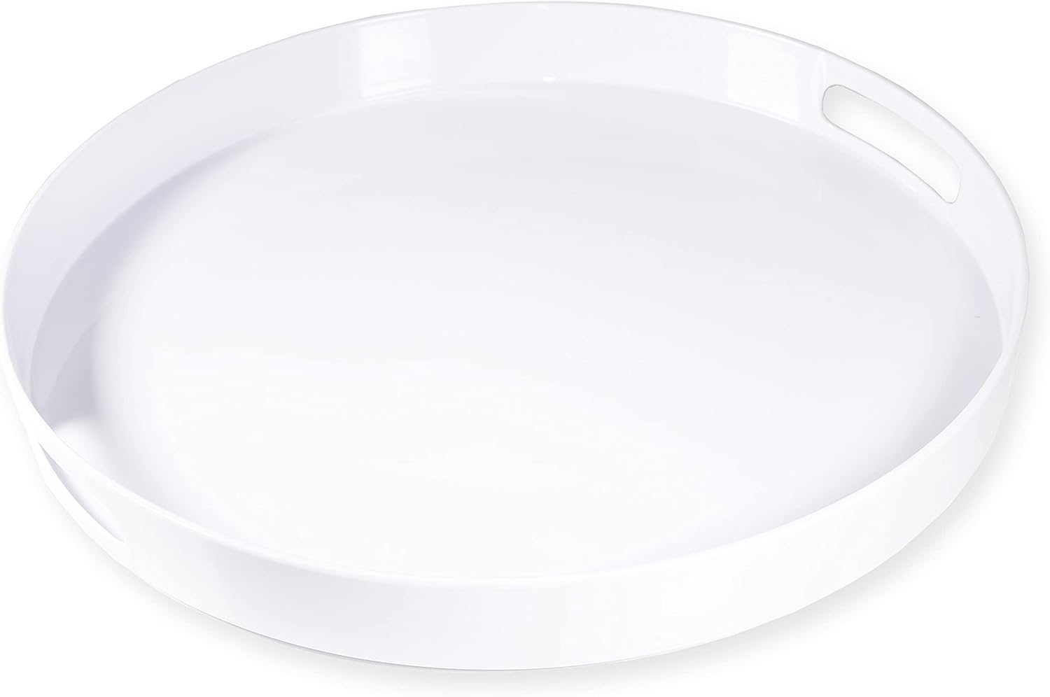 LINDLEMANN Bandeja para servir, grande, redonda, color blanco melamina, fuerte y resistente, con asas integradas para un fácil manejo, hermoso