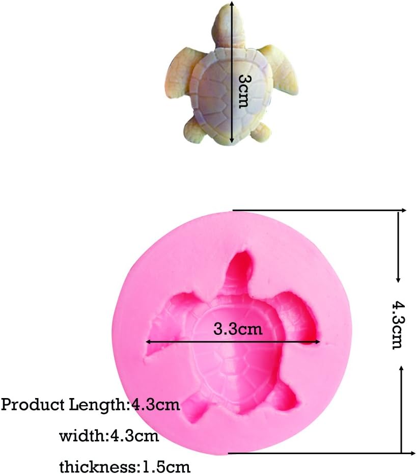 4 moldes de silicona 3D de tortuga marina para bricolaje cubitos de hielo hechos a mano para budín de helado, pudín de magdalena, decoración de