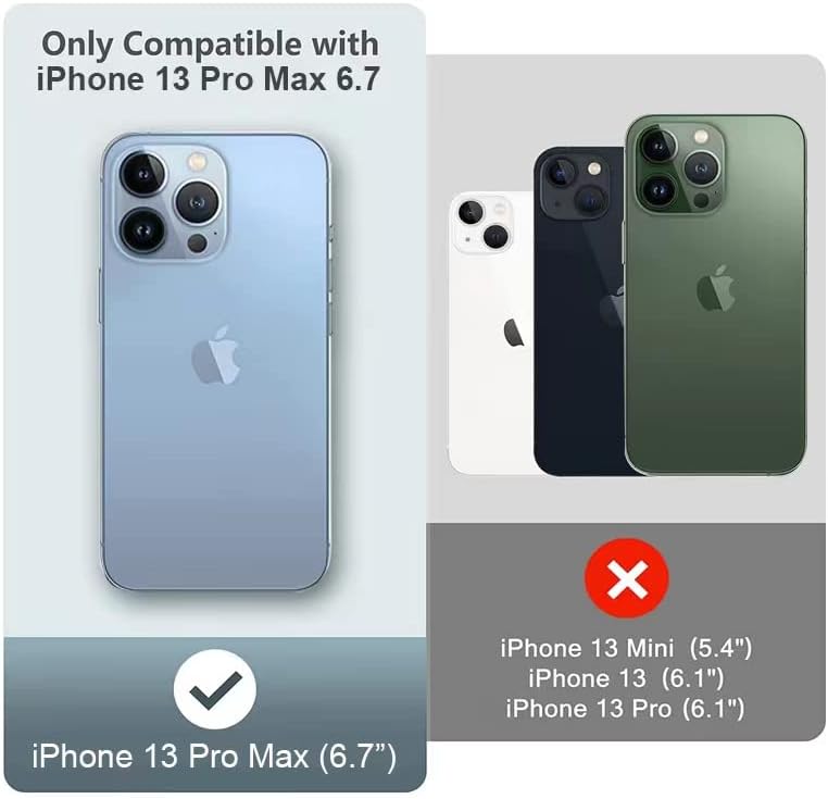 FOQENCCI Funda de teléfono para iPhone 13 Pro Max con 2 protectores de pantalla, transparente, antiamarilleo, resistente a los arañazos,