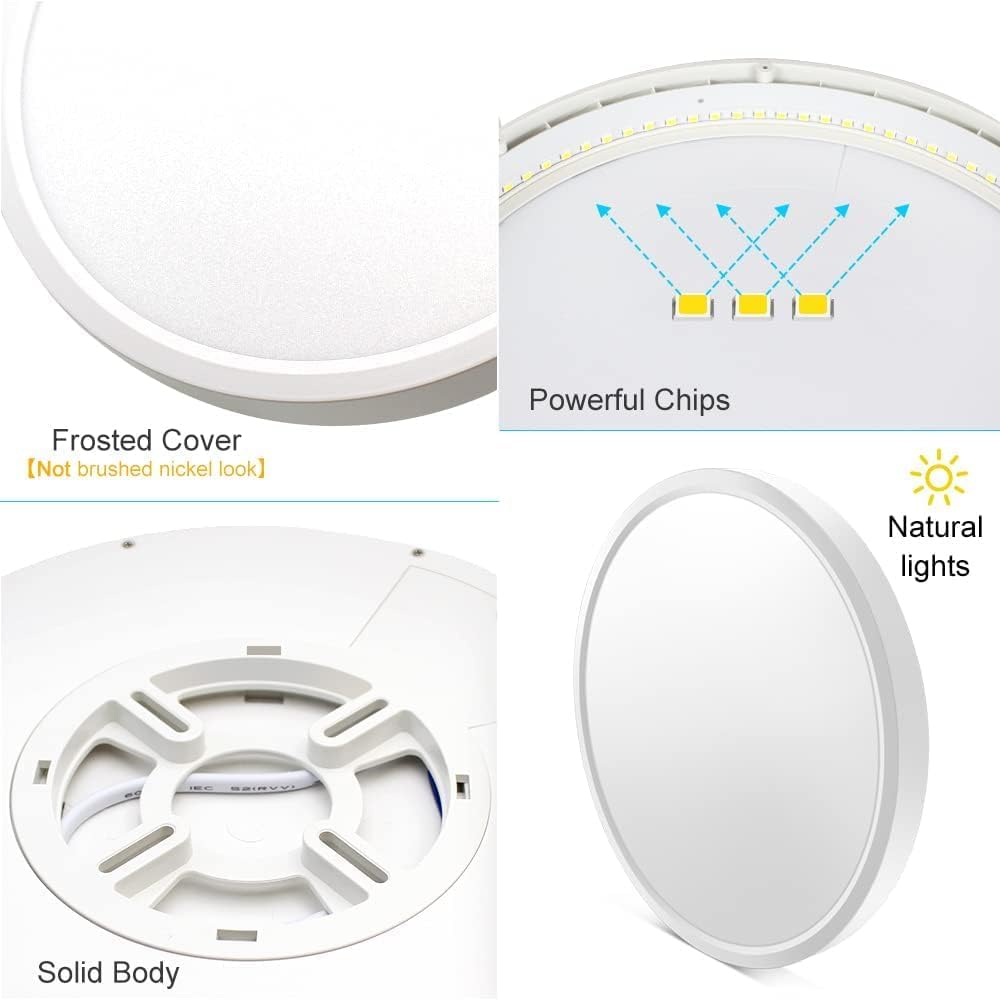 LightingWill Lámpara de techo LED de montaje empotrado de 8.9 pulgadas, 4000K Nurture White, 1800LM, 18W, accesorio de iluminación redondo moderno