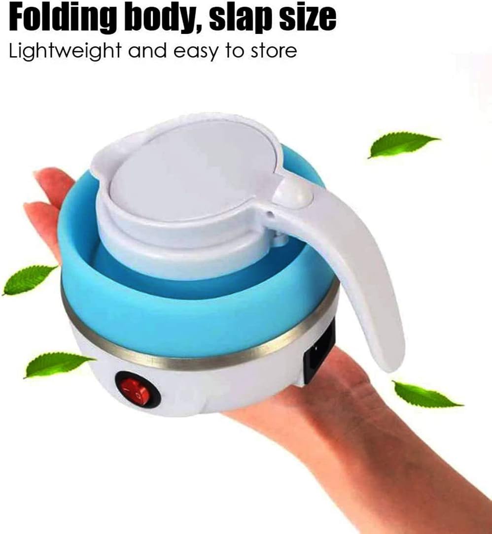 Hervidor eléctrico portátil plegable con silicona de grado alimenticio, 6 minutos de agua de ebullición rápida para acampar o viajar, hervidor
