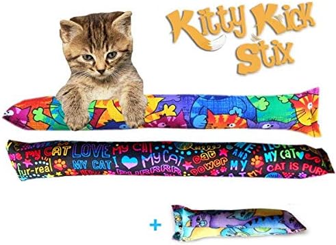 Kitty Kick Stix Juguete original de hierba gatera de 15 pulgadas (juego de 2), hecho a mano en Estados Unidos por amantes de los gatos, juguete