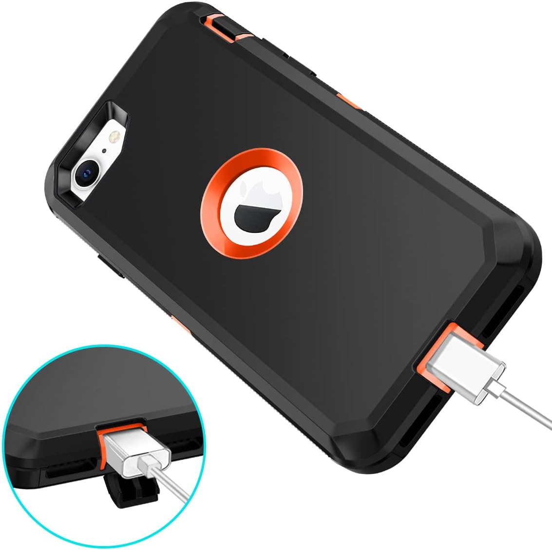 I-HONVA Funda para iPhone SE 20222020, protector de pantalla integrado, a prueba de golpes, a prueba de polvo y caídas, 3 en 1, cuerpo completo,