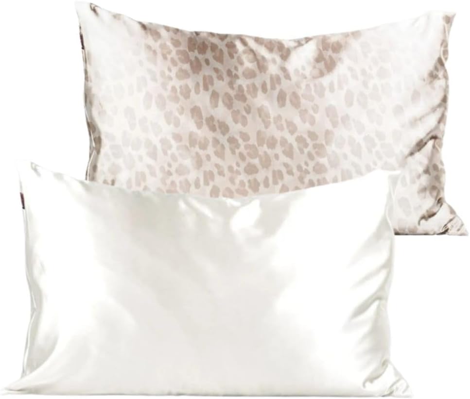 Kitsch Funda de almohada de satén (marfil) y funda de almohada de satén (leopardo) con descuento