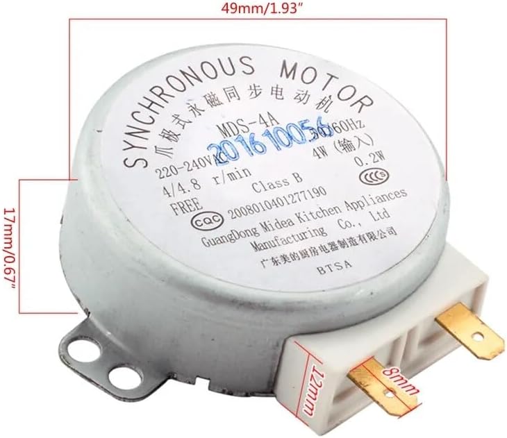 Accesorios de herramientas compatibles con horno de microondas AC 220-240V Motor giratorio de motor síncrono compatible con Midea MDS-4A Accesorios