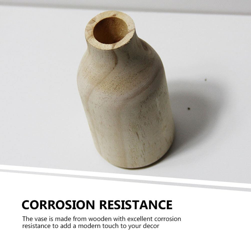 VOSAREA Florero de madera Florero de madera Arreglo de flores Pot Mesa de comedor Jarrón para planta seca