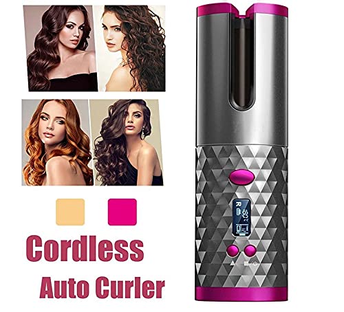 Klick&Tell Rizador de pelo inalámbrico con pantalla LCD, batería de 5200 mAh y temporizador, 6 modos de temperatura ajustables de rizador de pelo