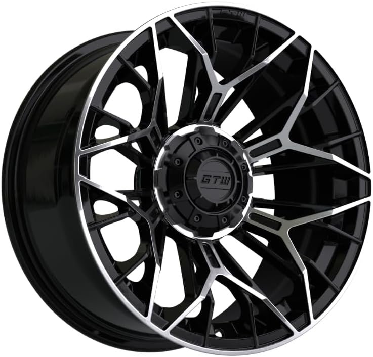 GTW Stellar – Rueda de aluminio para carrito de golf de 15 pulgadas de 15 x 7 pulgadas, 4-4 pernos  desplazamiento 34 (negro matemecanizado)