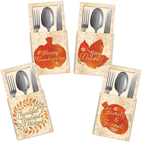 JOYIN 36 cubiertos de pavo de Acción de Gracias decorativos de papel de aluminio dorado para otoño, cosecha, fiesta, suministros de decoración de