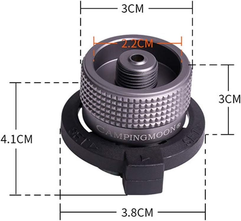 Campingmoon – Convertidor de boquilla de butano, adaptadorconector de estufa de campamento, para boquilla, tipo botella, recipiente a tornillo tipo