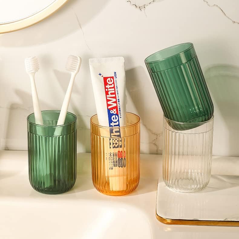 Vaso de baño, vaso de plástico multiusos para enjuague bucal y cepillo de dientes (paquete de 4)