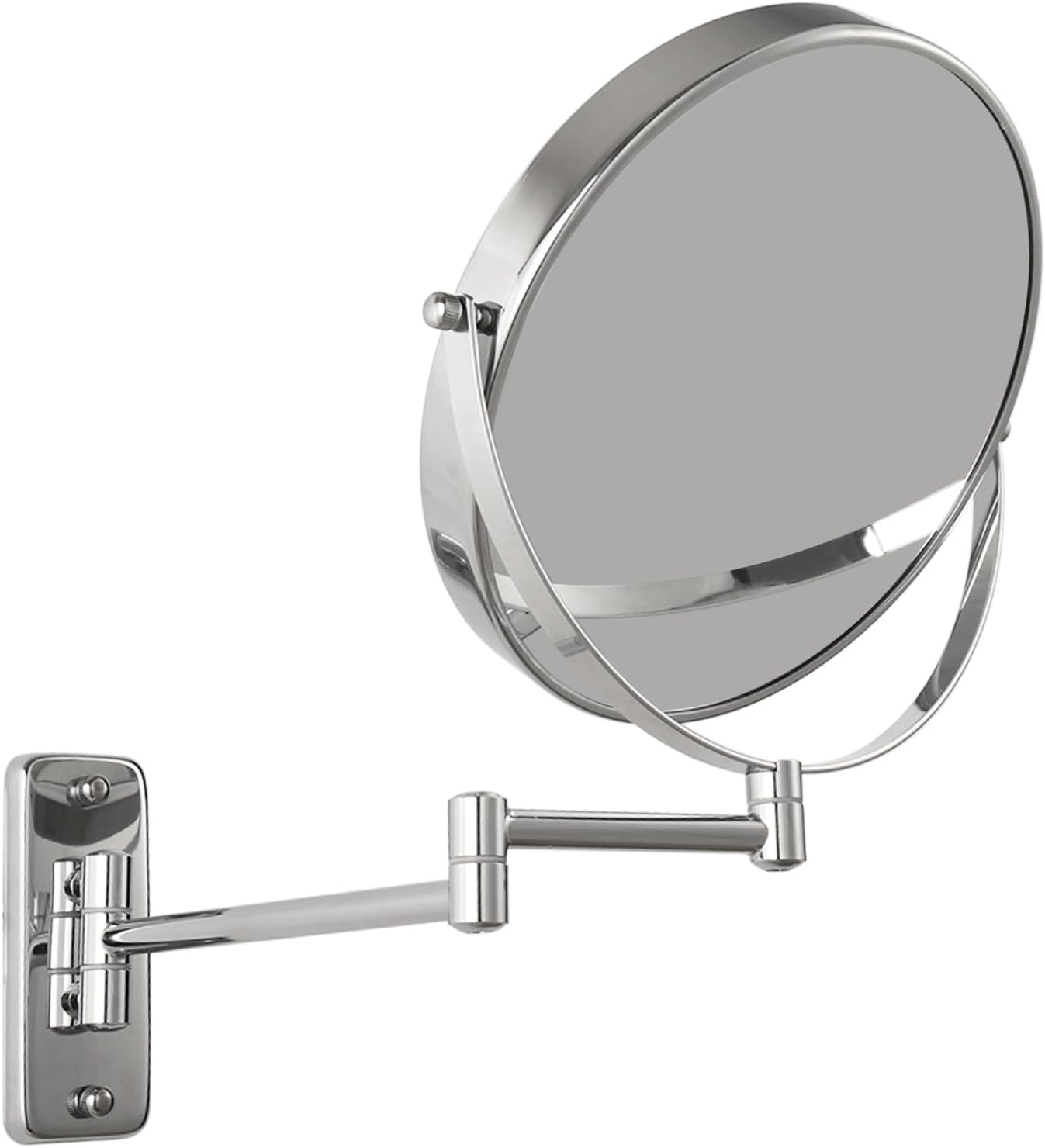 Espejo de aumento de montaje en pared de 8 pulgadas, espejo de maquillaje de doble cara 1X10X, espejo extensible giratorio 360 para baño, cromado
