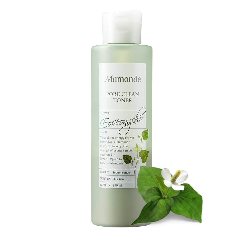 Mamonde Tónico limpio de poros, hojas de corazón para minimizar los poros, arcilla mineral natural para control de sebo, tónico facial diario para