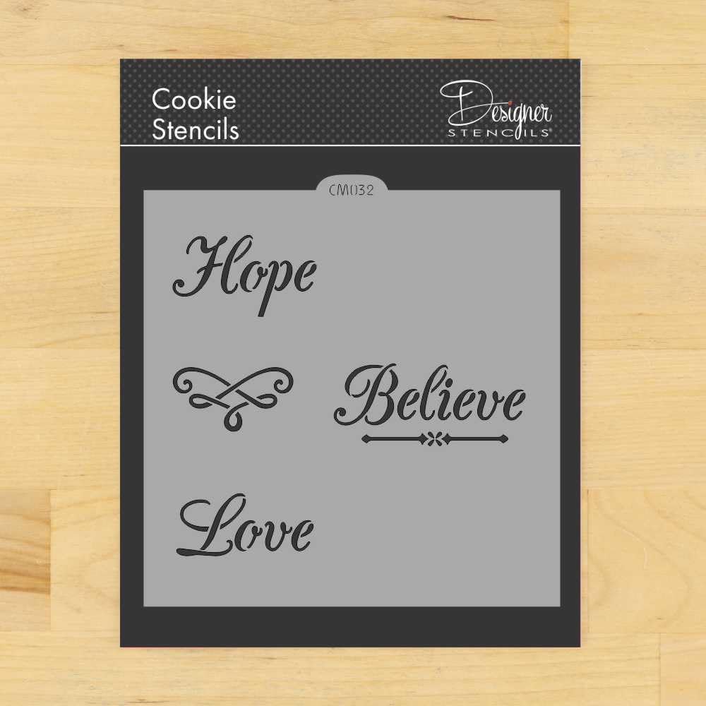 Plantillas de diseño con diseño de galletas y manualidades de Hope, Believe, Love Cookie and Craft