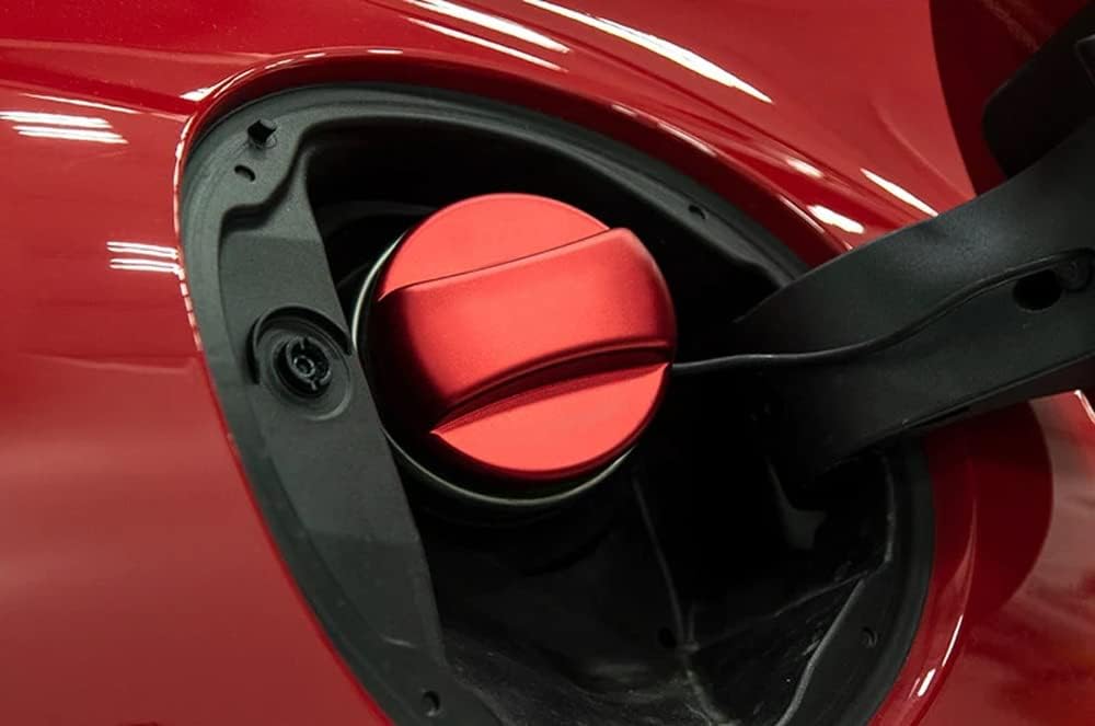 iJDMTOY Cubierta decorativa de tapa de gas con aspecto de aluminio rojo, compatible con Porsche Cayenne Macan 911 718 CaymanBoxster, Panamera