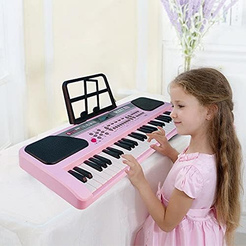 iMeshbean – Piano de teclado eléctrico para niños de 24 pulgadas, piano de 61 teclas, piano electrónico con micrófono, teclado de música, piano para