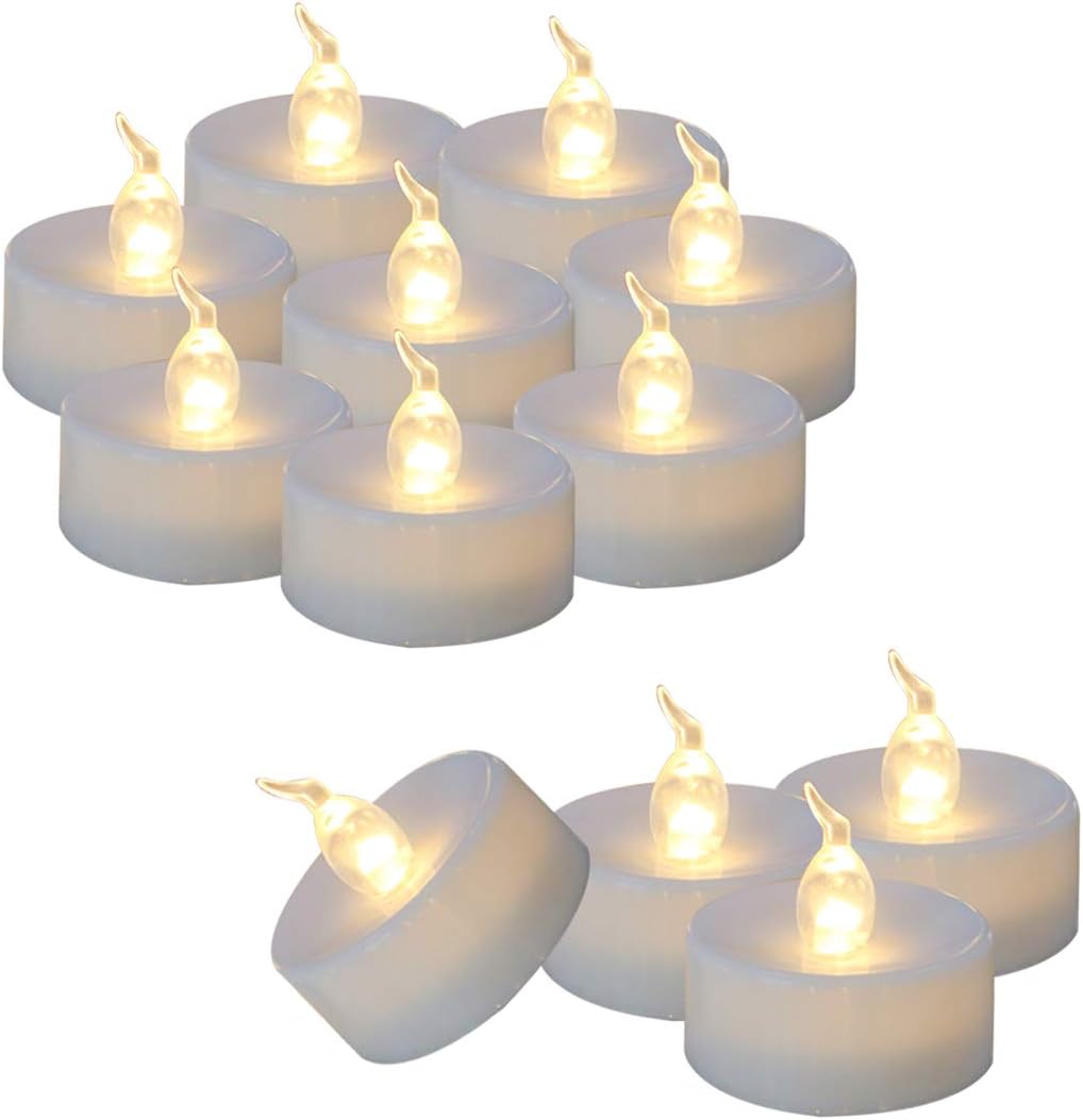 24 velas de té LED parpadeantes con función de temporizador (6 horas encendidas, 18 horas apagadas), velas de Navidad sin llama, velas de té que