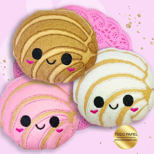 Kawaii Handmade Conchas mini Plushies, Pretend Play Food Mexican pan dulce Choose from Strawberry, Chocolate, Vanilla. Felt Eco friendly play