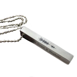 Custom Engraved Sound Wave Pendant Necklace – Heartbeat Bar Pendant – Voice Recording Jewelry for Men Custom Engraved Sound Wave Pendant Necklace – Heartbeat Bar Pendant – Voice Recording Jewelry for Men