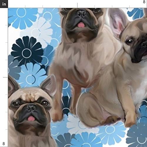 Spoonflower Tela  Bulldog Francés Animales Perros Cachorros Pawprint Flores Impresas en Petal Signature Cotton Fabric by The Yard  Coser Acolchado