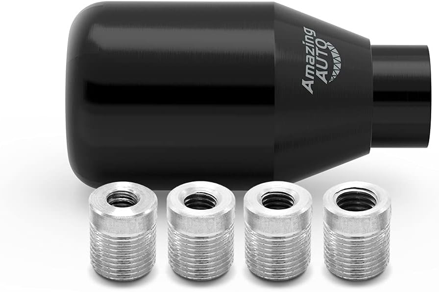 Amazing AUTO (Negro) 6 velocidades con peso manual universal automático palanca de cambios palanca con 4 adaptadores compatible con automóviles