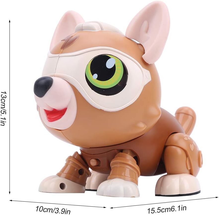 Zerodis Robot electrónico de juguete para perro, robot inteligente con control de voz y sensor de tacto interactivo para niños, niñas, niños (marrón)