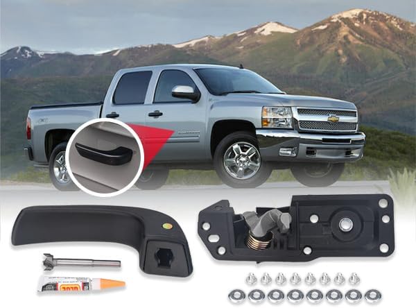 3mirrors Kit de manijas de puerta interior derecha para lado del pasajero, manija de puerta trasera delantera compatible con Chevy Silverado Tahoe