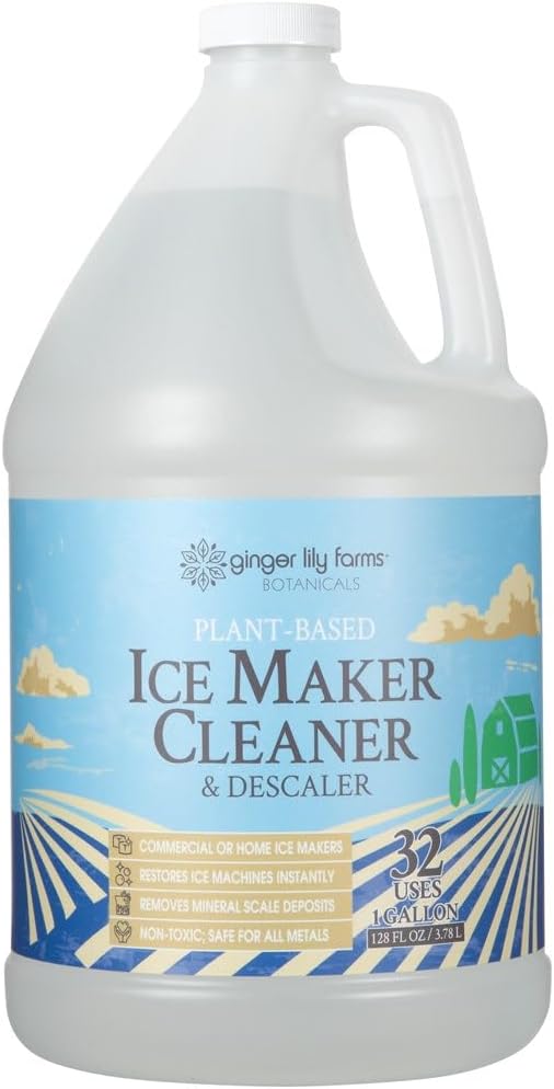 Ginger Lily Farms Botanicals – Limpiador y descalcificador de hielo a base de plantas para todas las máquinas de hielo, 32 usos, seguro para todos