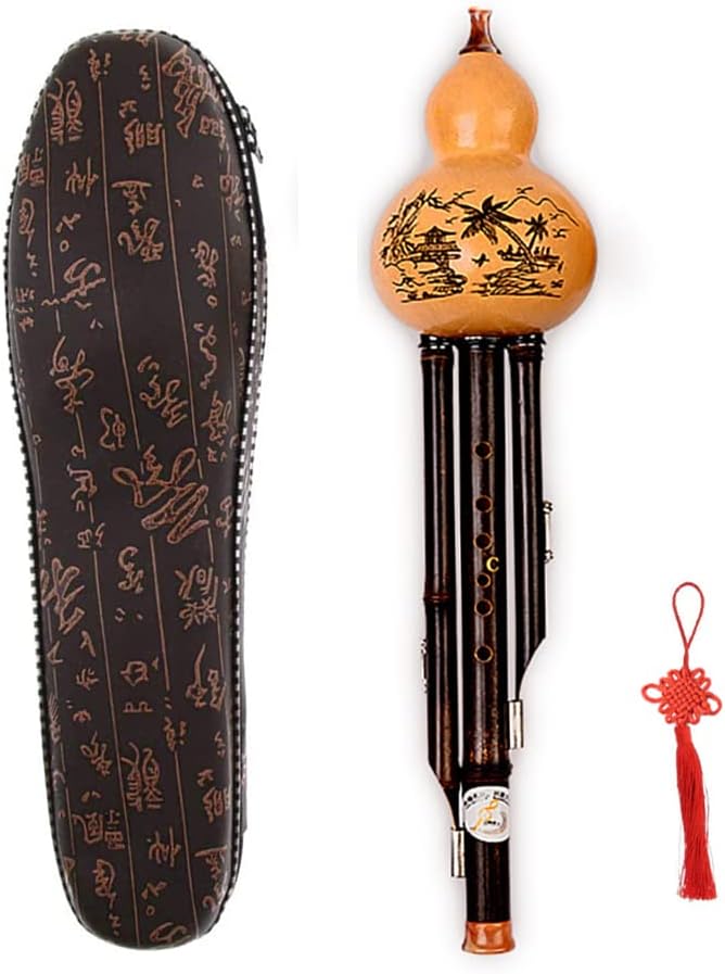 Hulusi – Flauta de cuclórbita con caja de transporte, instrumento tradicional chino, flauta de calabaza para estudiantes, principiantes, amantes de