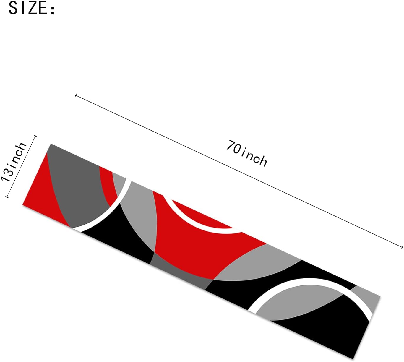 Camino de mesa negro, blanco, gris, rojo, patrón geométrico de líneas geométricas, camino de mesa de poliéster antideslizante para cocina, café,