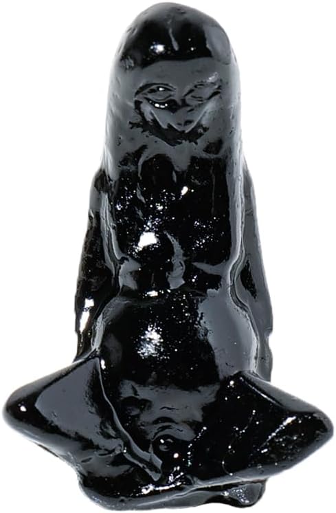 Runyangshi Cristal de obsidiana negra natural, tallas de obsidiana negra de 1.5 pulgadas, figura de cristal de madre tierra, estatuas de cristal