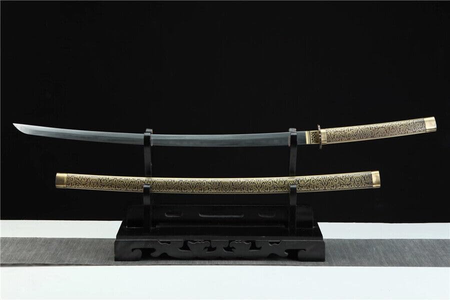 Zhmyyxgs Japanese Sword Samurai Katana Sharp Clay Tempered Folded Damascus Steel Blade
