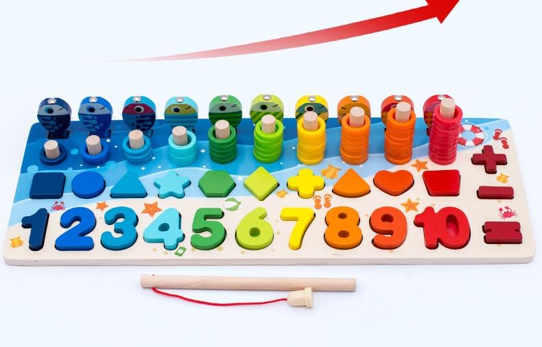 COMACE Rompecabezas de números de madera para actividades de niños pequeños – Juguetes Montessori para niños pequeños Juego de conteo de