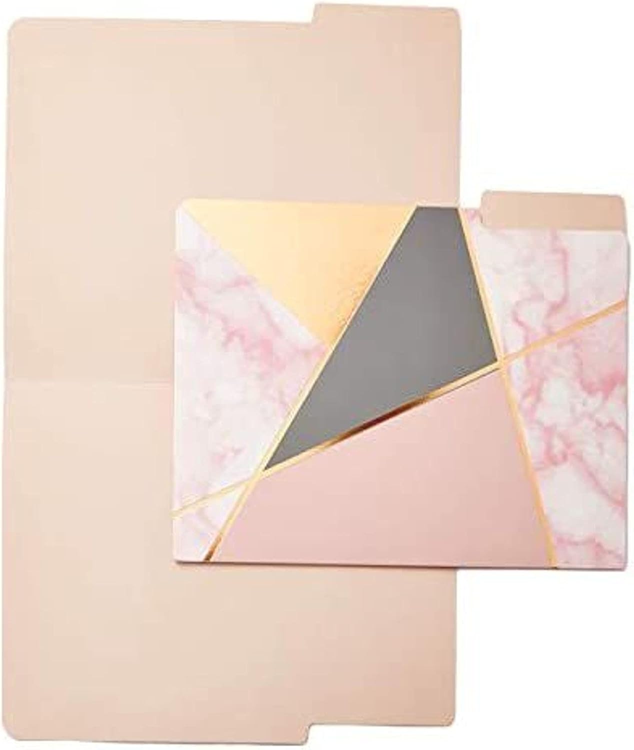Carpetas geométricas de mármol, suministros de oficina de oro rosa (tamaño carta, paquete de 12)