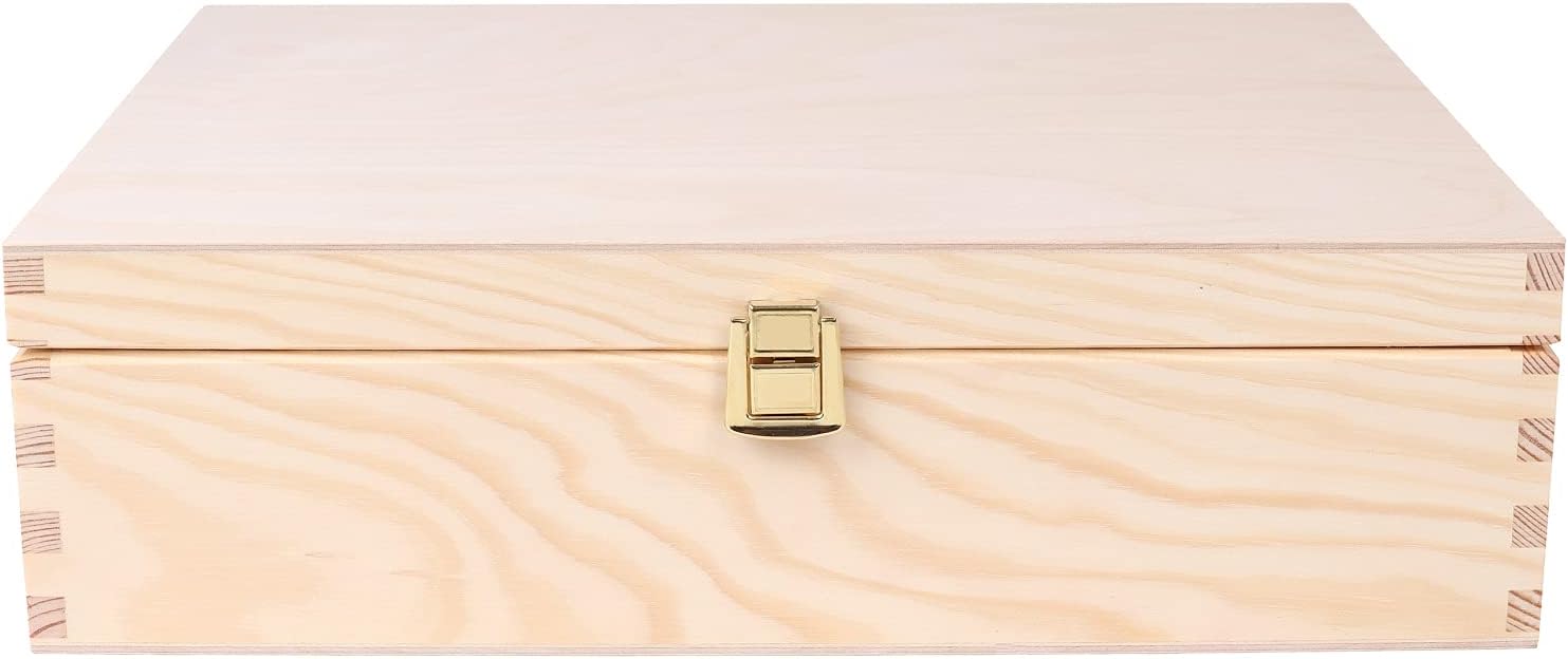 Caja de madera de vino sin pintar para almacenamiento de regalo, 3 botellas, 13.81 x 11.81 x 3.93 pulgadas, soporte de madera natural, caja de lujo