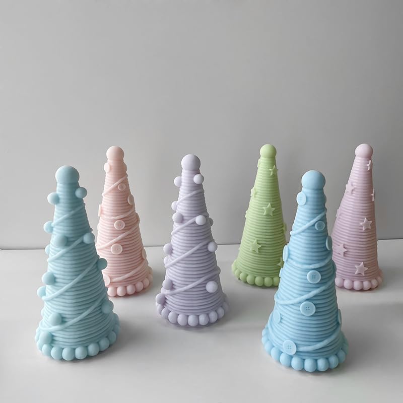 TOPYS KnittingTree – Molde de vela de lana para árbol de Navidad, molde de resina de silicona 3D para bricolaje, aromaterapia, velas, jabón, arcilla