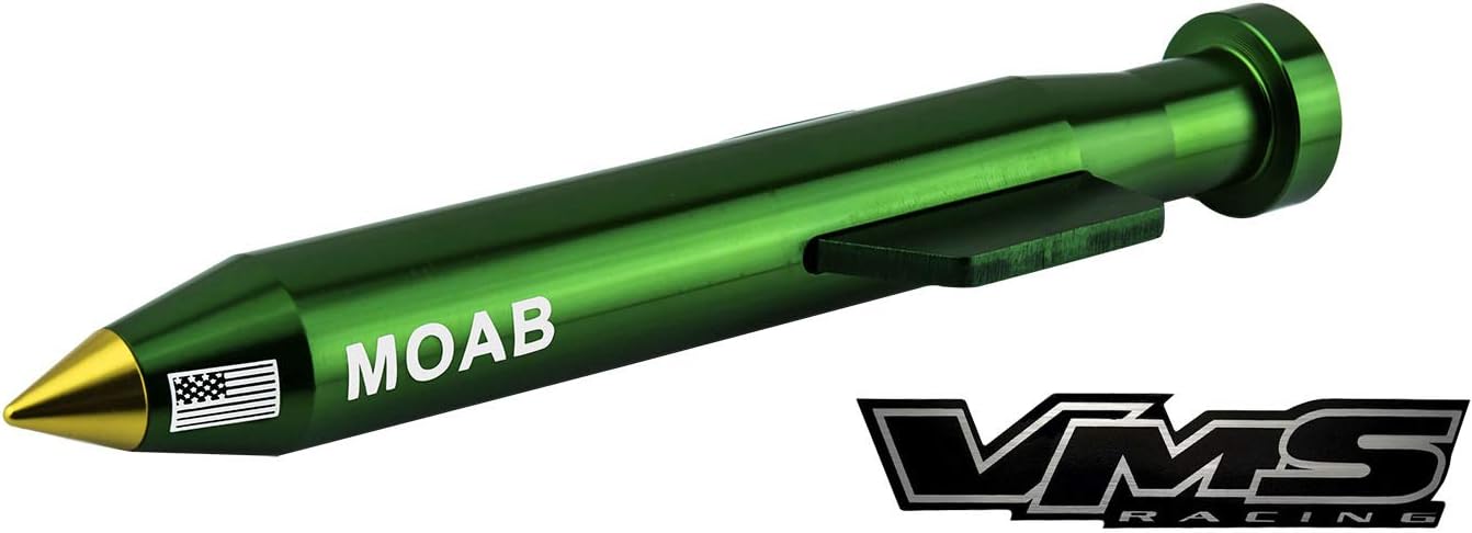 VMS Racing Combo de antena de moab de oro verde y cubierta de carcasa de metal en aluminio billet corto compatible con Jeep Wrangler JK JKU JL 07-19