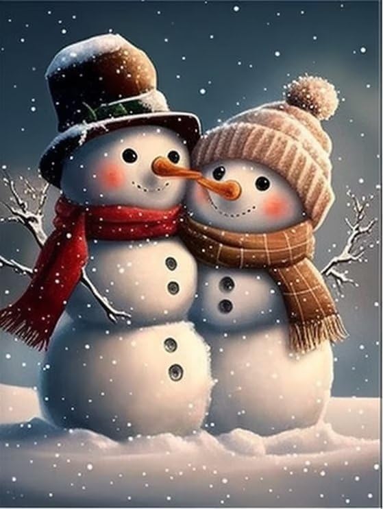 Kits de pintura de diamantes para adultos, bonito muñeco de nieve, 5D DIY Feliz Navidad, kit de taladro redondo completo de puntos de diamante con