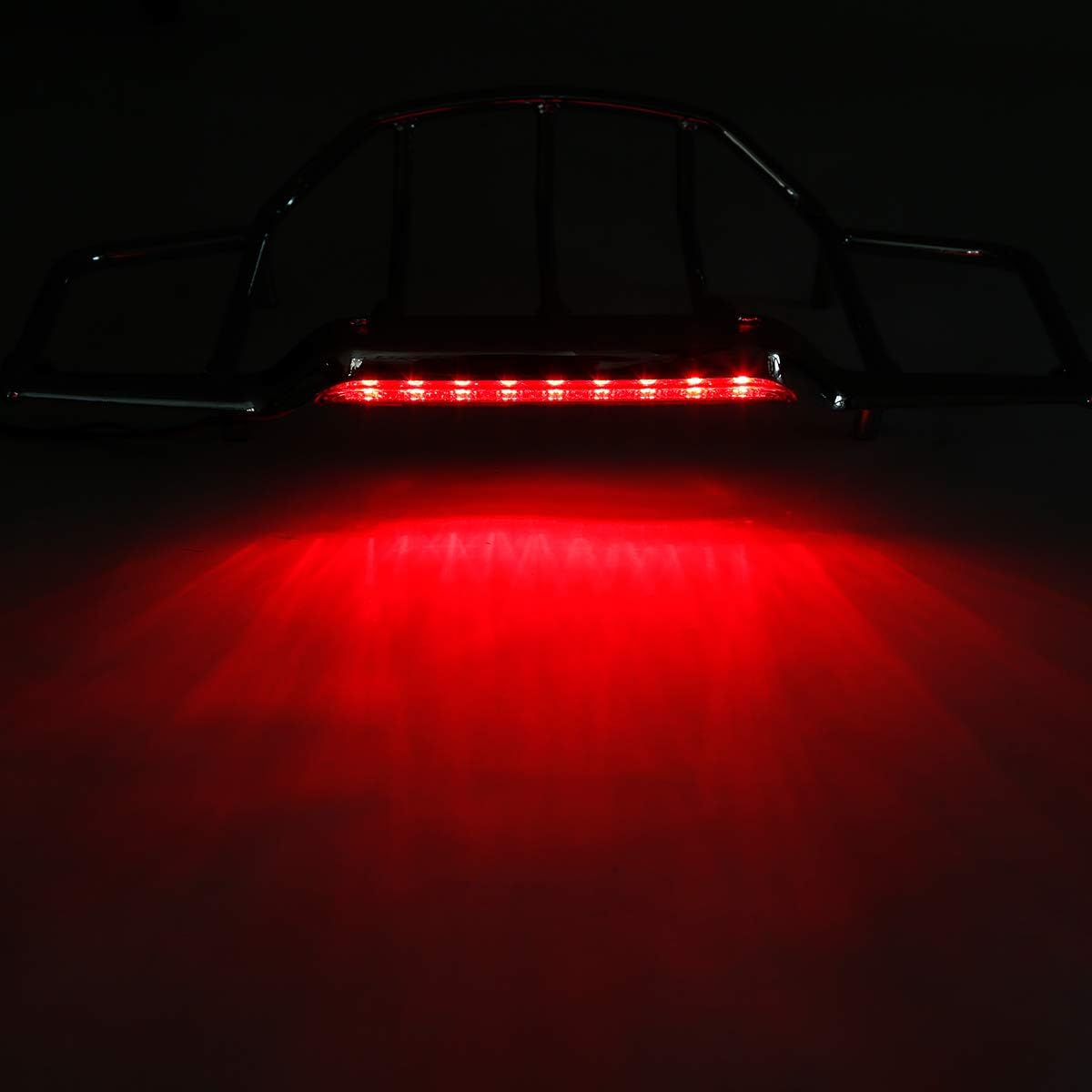 XFMT Cromo Tour Pack maletero Portaequipajes con luz LED para Harley Air Wing Style Touring Road King Electra Street Glide 1993-2013
